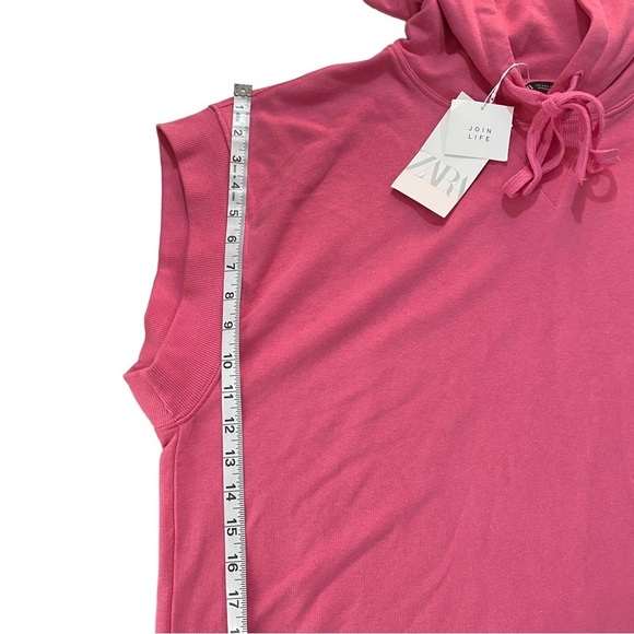 Zara Women Pink Short Sleeve Hooded Sweatshirt Sz L Cotton Swimsuit Cover Up NWT - Picture 16 of 16